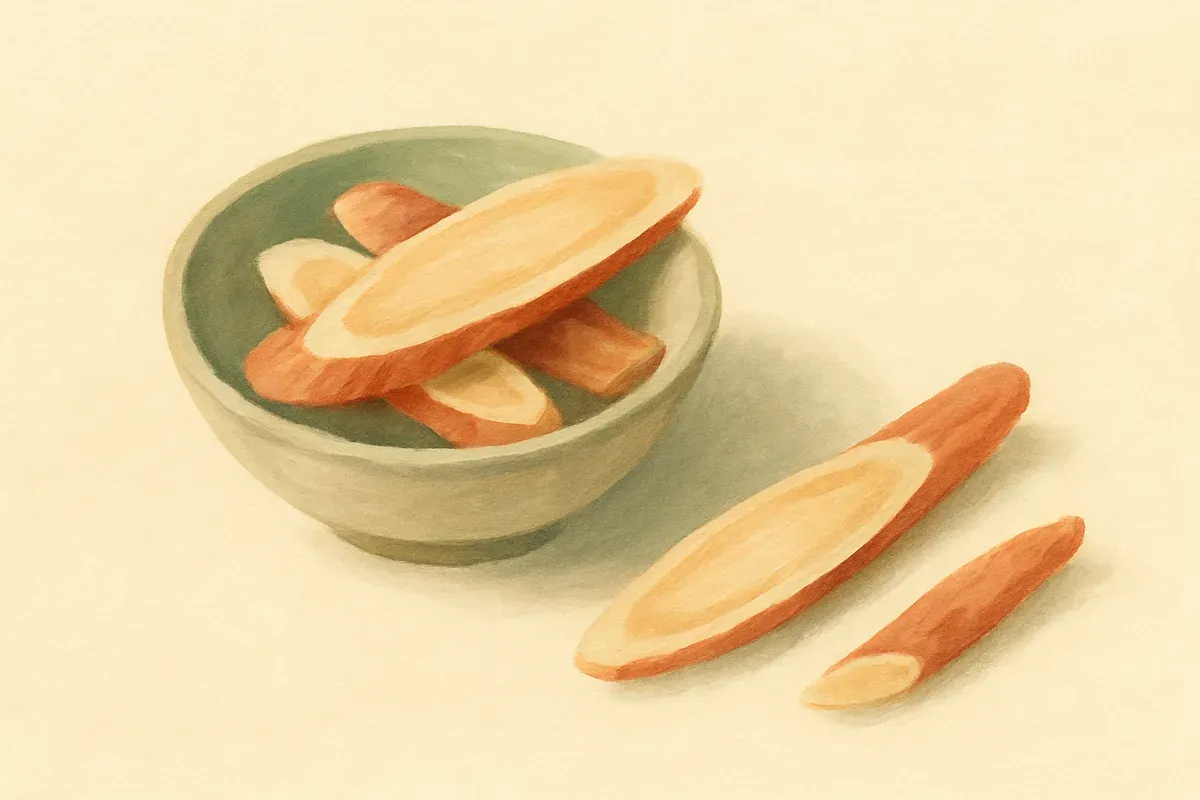 Illustration of astragalus, the qi tonic of confinement soups.