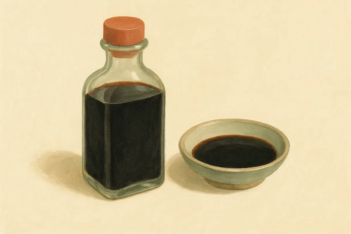 Illustration of black sesame oil, the signature confinement fat.