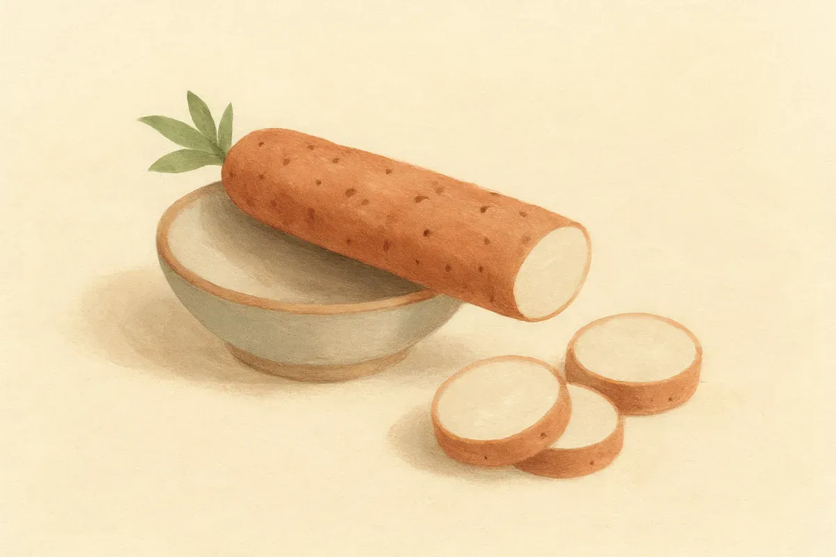 Illustration of Chinese yam, the gentle spleen tonic.
