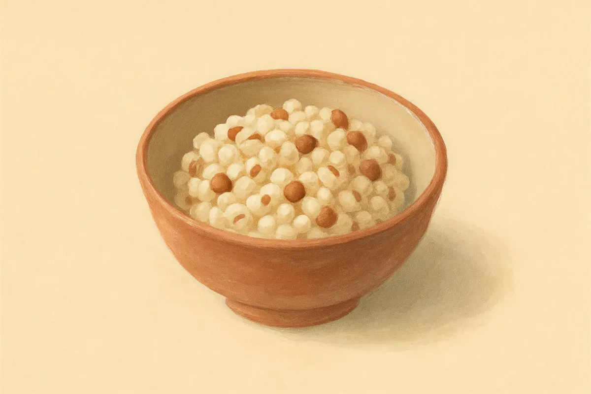 Illustration of Coix and job’s tears rice, made with job’s tears and red dates.