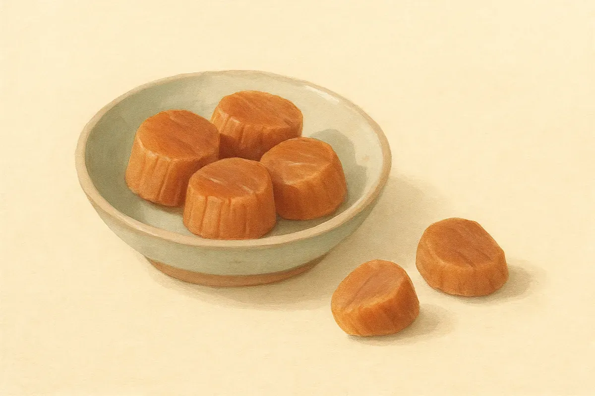 Illustration of dried scallops, the nourishing umami soup base.