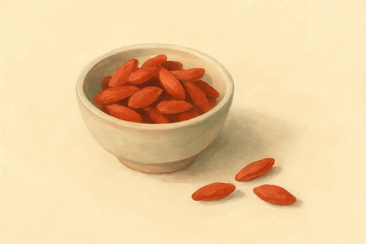 Illustration of goji berries, the eyes and the kidneys.