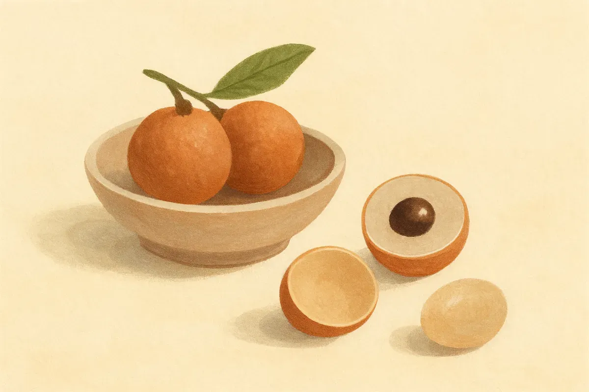 Illustration of longan, sweetness that nourishes and calms.
