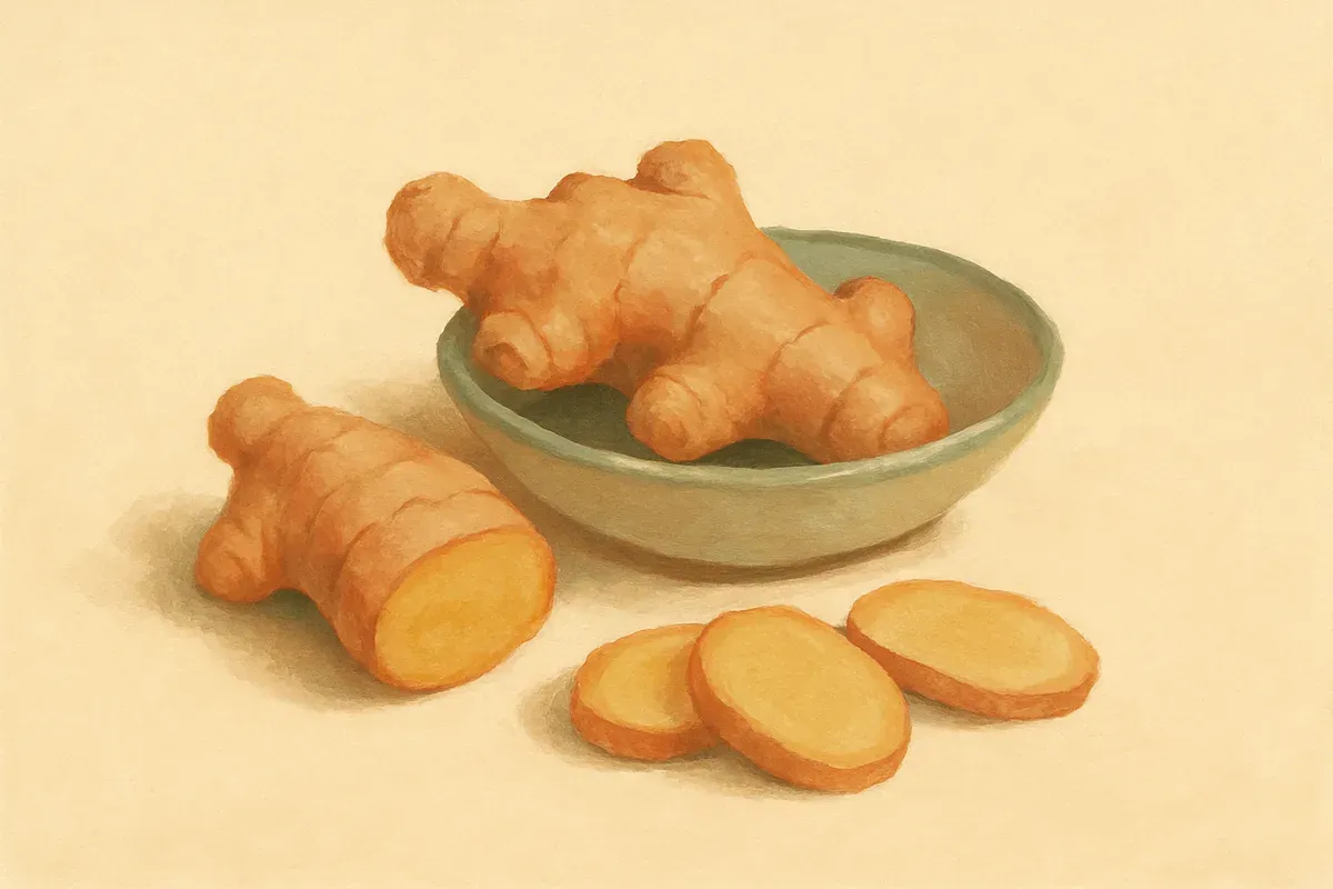 Illustration of old ginger, the warming engine of confinement.