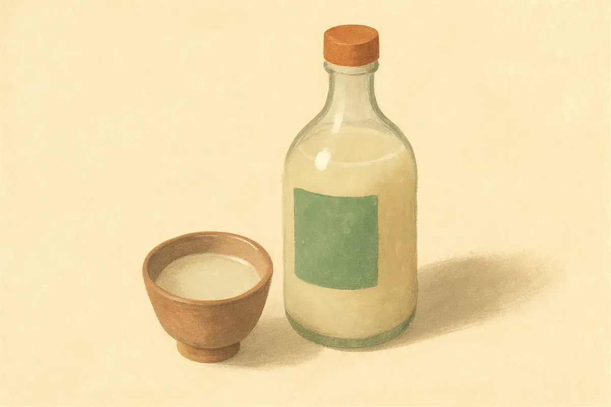 Illustration of rice wine, the warming spirit of the month.