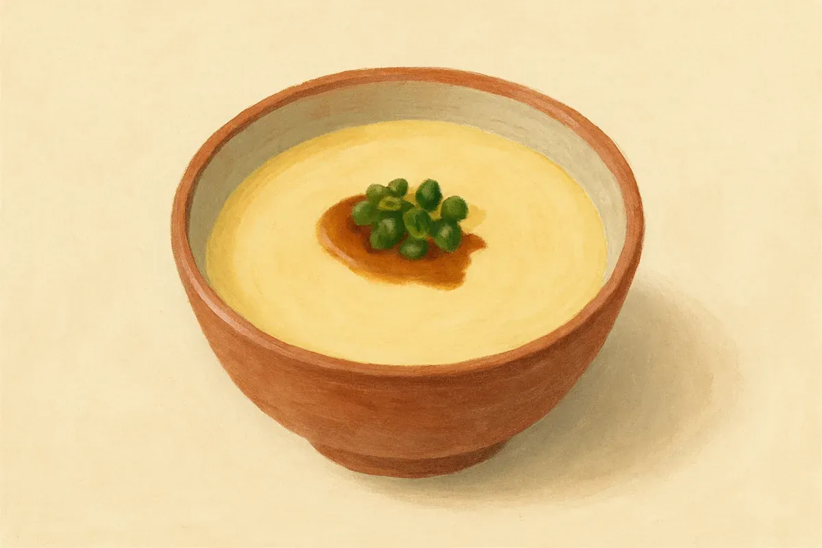 Illustration of Silky steamed egg custard, made with egg.