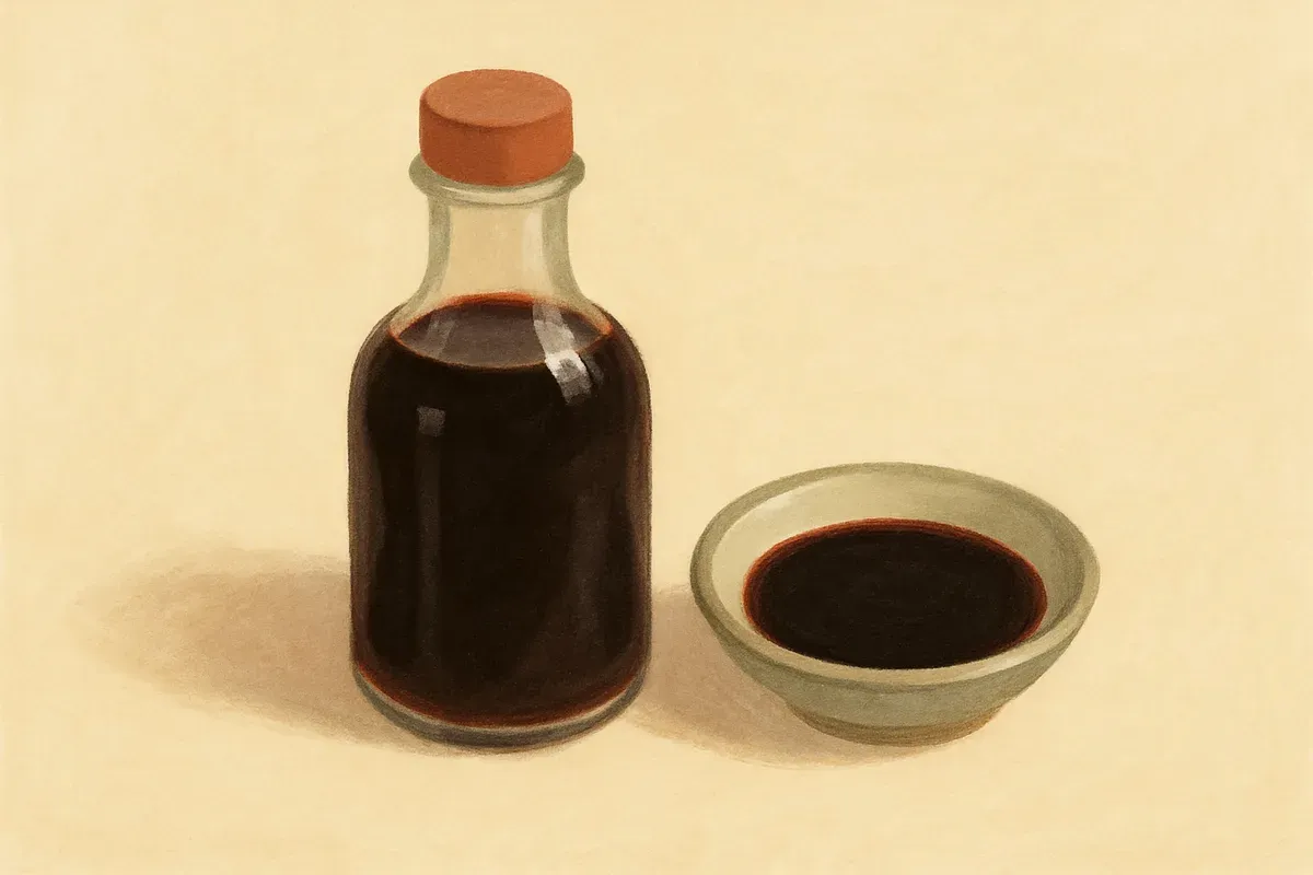 Illustration of sweetened black vinegar, a Cantonese confinement staple.